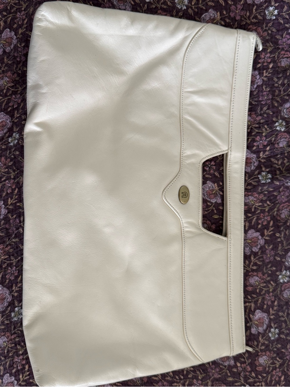 Vintage Classic Cream Leather Tote Bag by Etienne Aigner